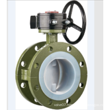 Four fluorine butterfly valve with pneumatic actuator